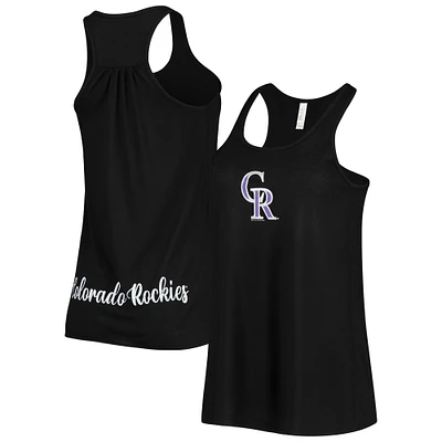 Women's Soft as a Grape Black Colorado Rockies Front & Back Tank Top