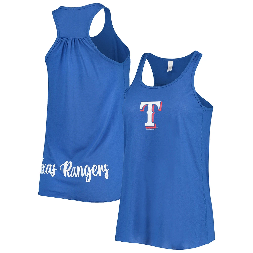 Women's Soft as a Grape Royal Texas Rangers Front & Back Tank Top