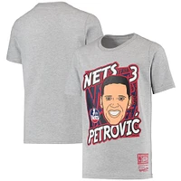 Youth Mitchell & Ness Drazen Petrovic Heathered Gray New Jersey Nets Hardwood Classics King of the Court Player T-Shirt