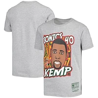 Youth Mitchell & Ness Shawn Kemp Gray Seattle SuperSonics Hardwood Classics King of the Court Player T-Shirt