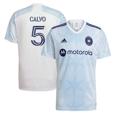 Youth adidas Francisco Calvo White Chicago Fire 2021 Secondary Replica Player Jersey