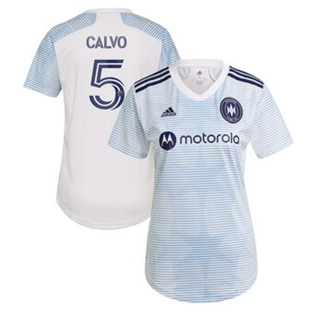 Women's adidas Francisco Calvo White Chicago Fire 2021 Secondary Replica Player Jersey