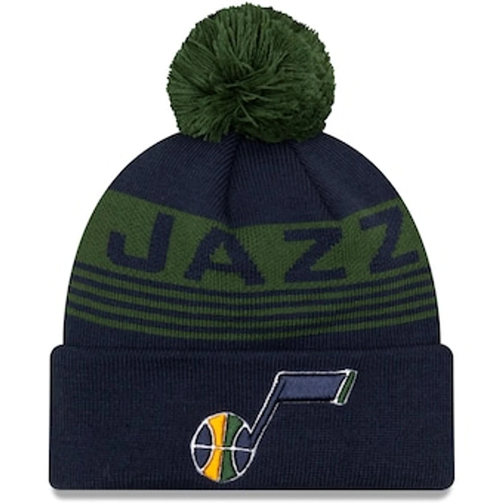 Men's New Era Navy Utah Jazz Proof Cuffed Knit Hat with Pom