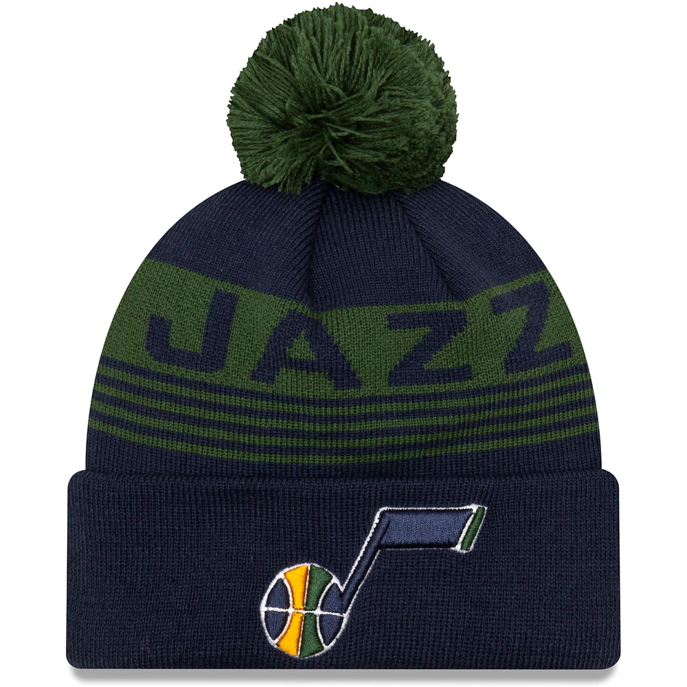 Men's New Era Navy Utah Jazz Proof Cuffed Knit Hat with Pom