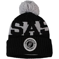 Youth New Era Black San Antonio Spurs Sport Cuffed Knit Hat with Pom