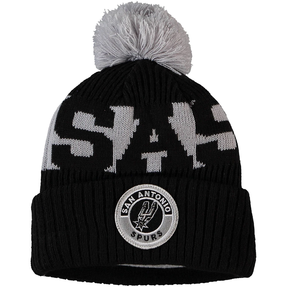 Youth New Era Black San Antonio Spurs Sport Cuffed Knit Hat with Pom