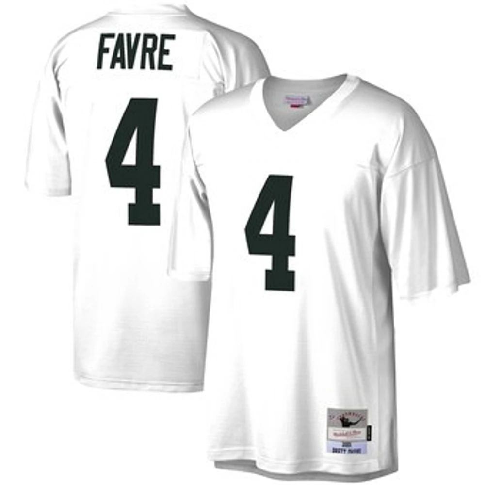 Men's Mitchell & Ness Brett Favre White Green Bay Packers Retired Player - Replica Jersey