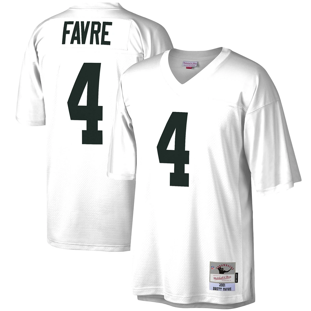 Men's Mitchell & Ness Brett Favre White Green Bay Packers Retired Player - Replica Jersey