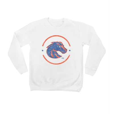 Youth White Boise State Broncos End Zone Pullover Sweatshirt