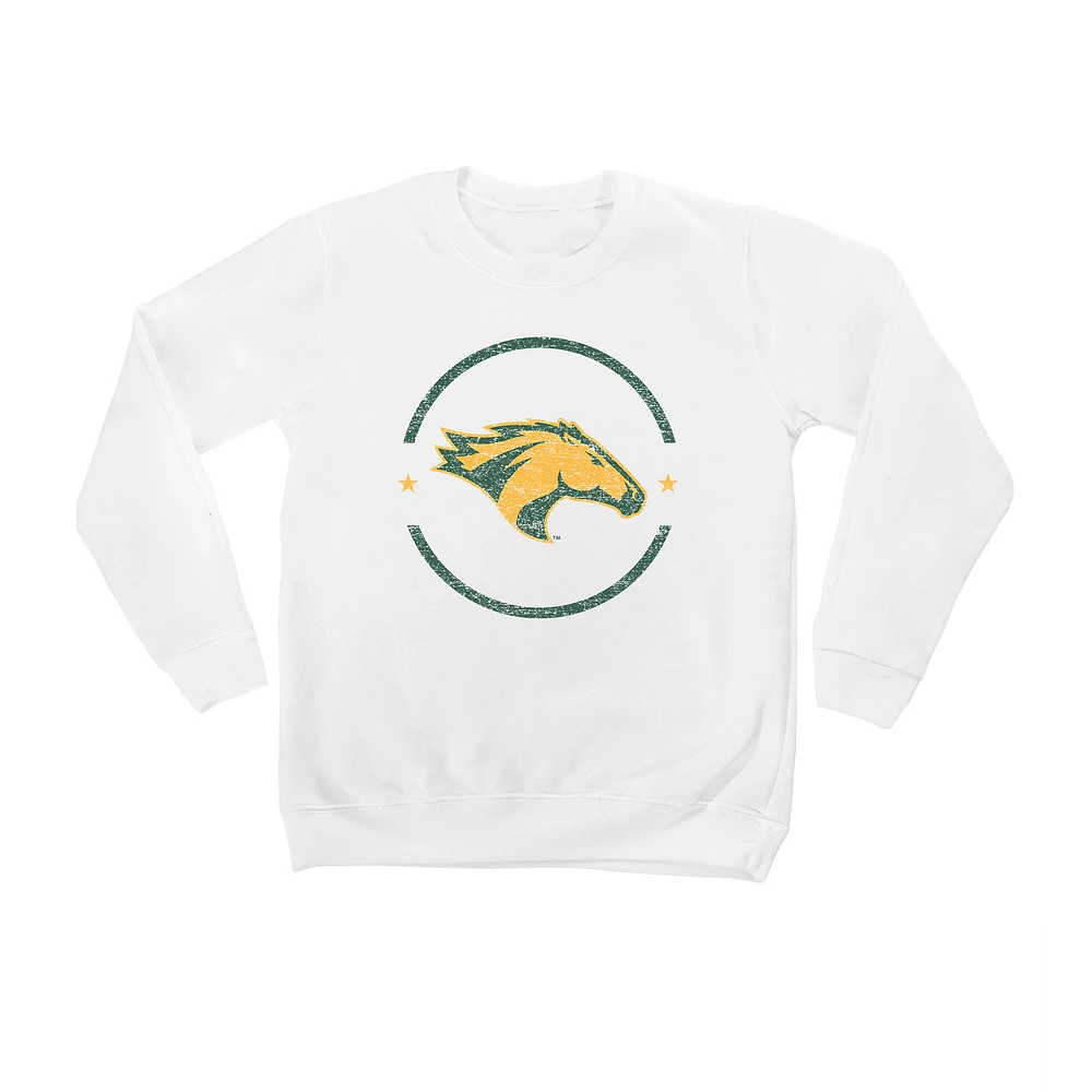 Youth White Cal Poly Mustangs End Zone Pullover Sweatshirt