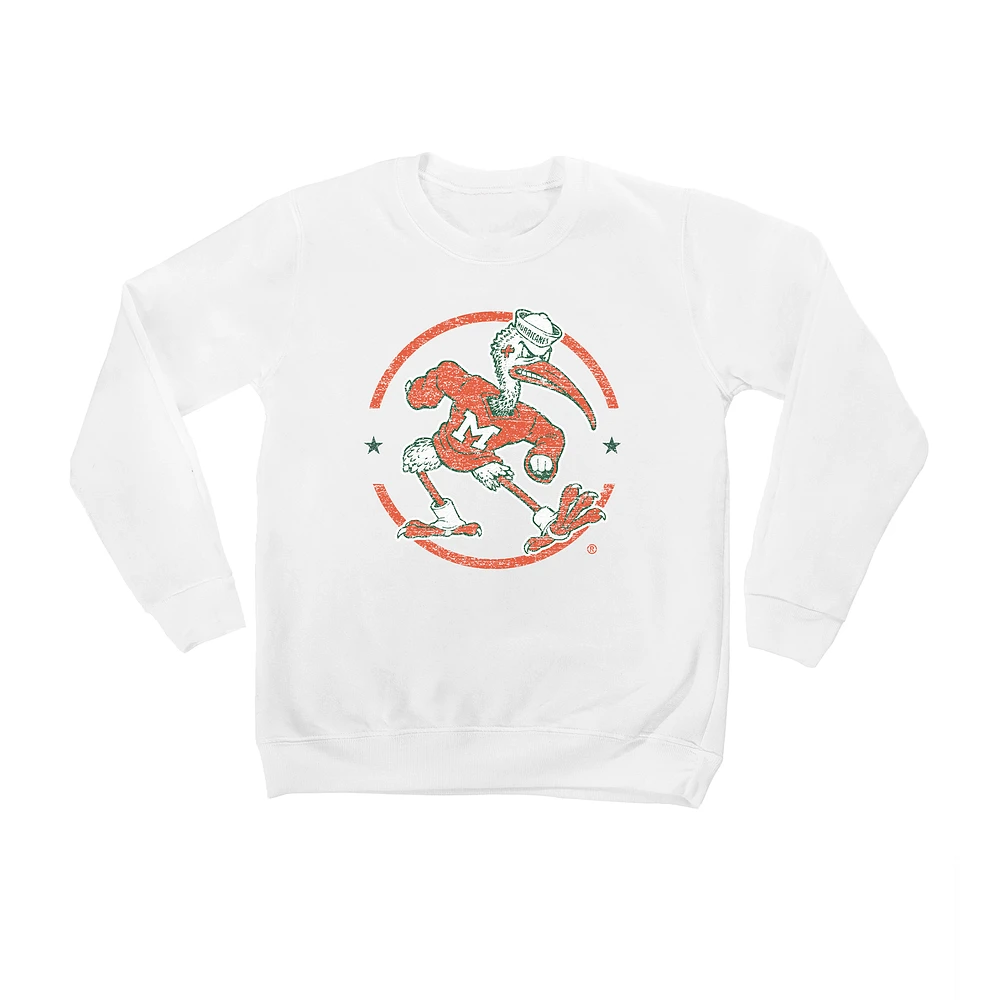 Youth White Miami Hurricanes End Zone Pullover Sweatshirt
