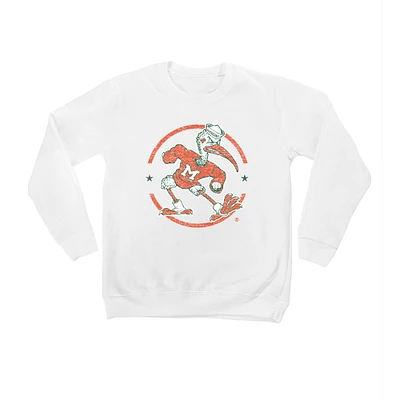 Youth White Miami Hurricanes End Zone Pullover Sweatshirt