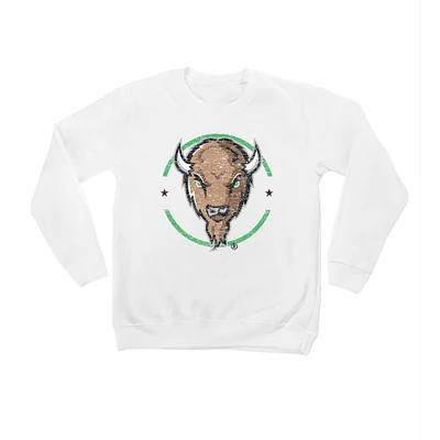 Youth White Marshall Thundering Herd End Zone Pullover Sweatshirt