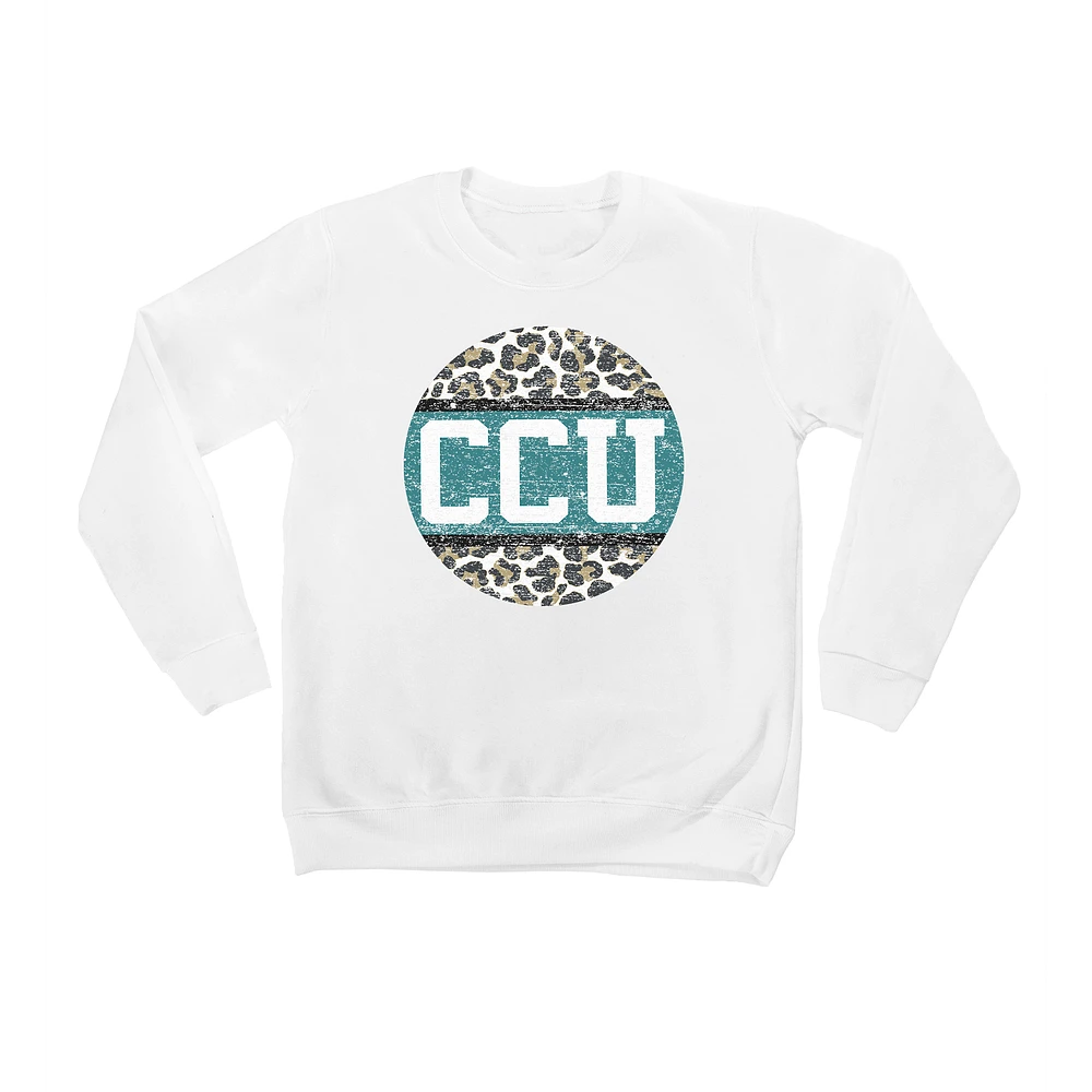 Youth White Coastal Carolina Chanticleers Scoop & Score Pullover Sweatshirt