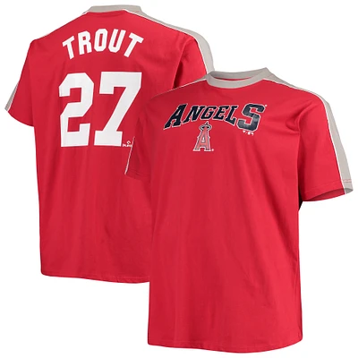 Men's Mike Trout Red/Silver Los Angeles Angels Big & Tall Fashion Piping Player T-Shirt