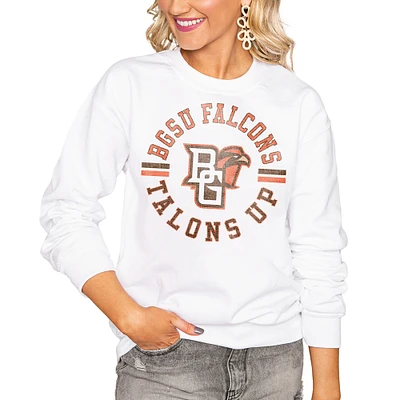 Women's White Bowling Green St. Falcons Vintage Days Perfect Pullover Sweatshirt