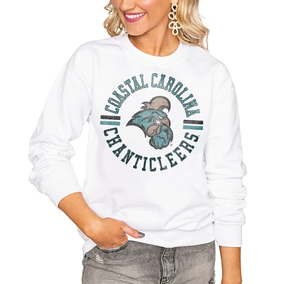 Women's White Coastal Carolina Chanticleers Vintage Days Perfect Pullover Sweatshirt