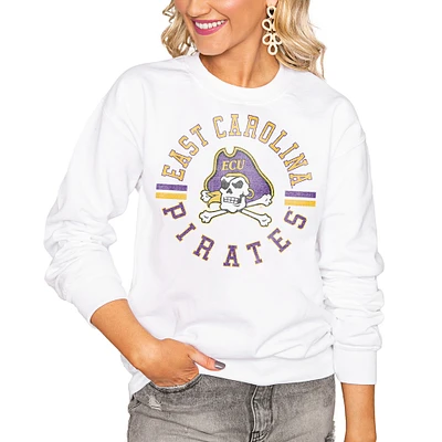 Women's White ECU Pirates Vintage Days Perfect Pullover Sweatshirt