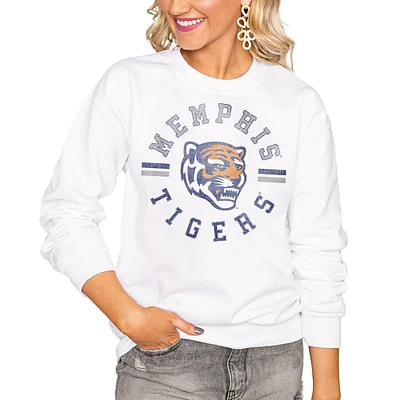 Women's White Memphis Tigers Vintage Days Perfect Pullover Sweatshirt