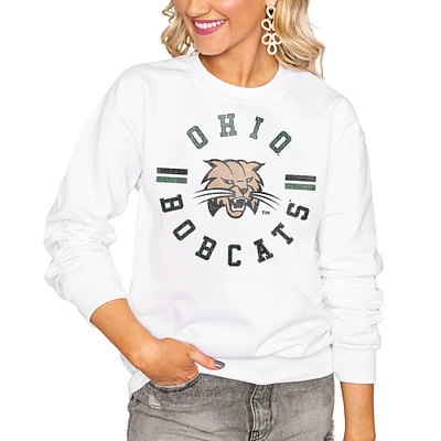 Women's White Ohio Bobcats Vintage Days Perfect Pullover Sweatshirt