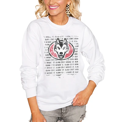 Women's White St. Cloud State Huskies Bold Type Perfect Pullover Sweatshirt