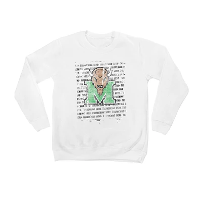Youth White Marshall Thundering Herd Bold Type Pullover Sweatshirt