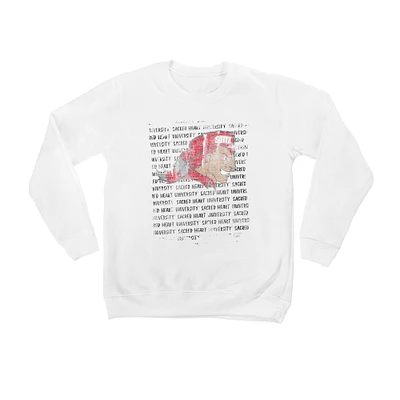 Youth White Sacred Heart Pioneers Bold Type Pullover Sweatshirt