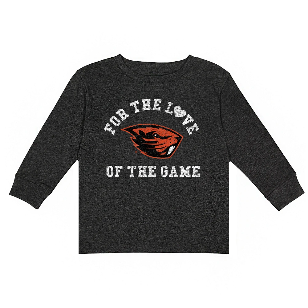 Toddler Charcoal Oregon State Beavers For the Love Long Sleeve T-Shirt