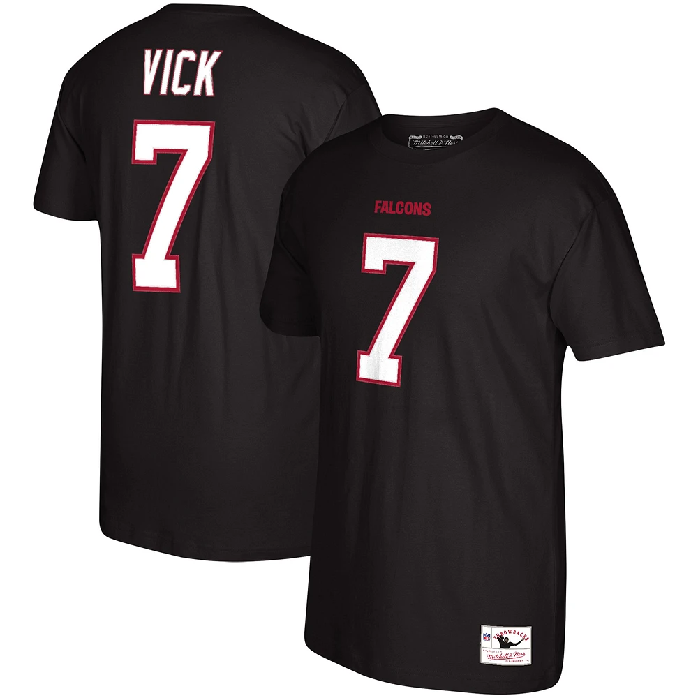 Men's Mitchell & Ness Michael Vick Black Atlanta Falcons Retired Player Name Number T-Shirt