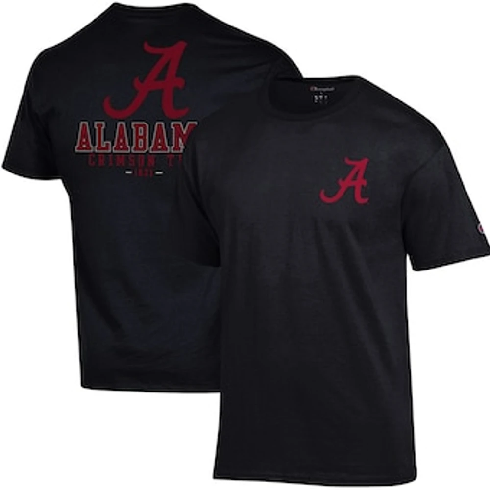 Men's Champion Black Alabama Crimson Tide Team Stack 2-Hit T-Shirt