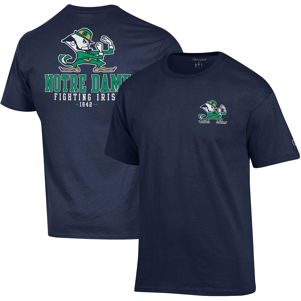 Men's Champion Navy Notre Dame Fighting Irish Team Stack 2-Hit T-Shirt