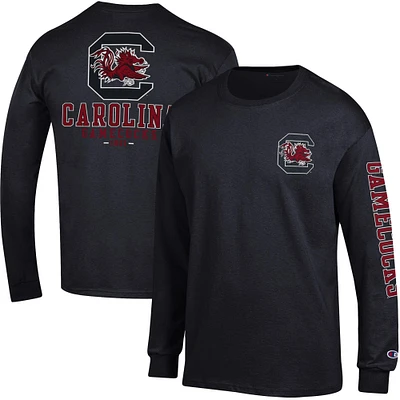 Men's Champion Black South Carolina Gamecocks Team Stack 3-Hit Long Sleeve T-Shirt