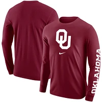 Men's Nike Crimson Oklahoma Sooners Team Lockup 2-Hit Long Sleeve T-Shirt