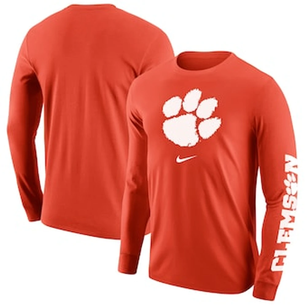 Men's Nike Orange Clemson Tigers Team Lockup 2-Hit Long Sleeve T-Shirt