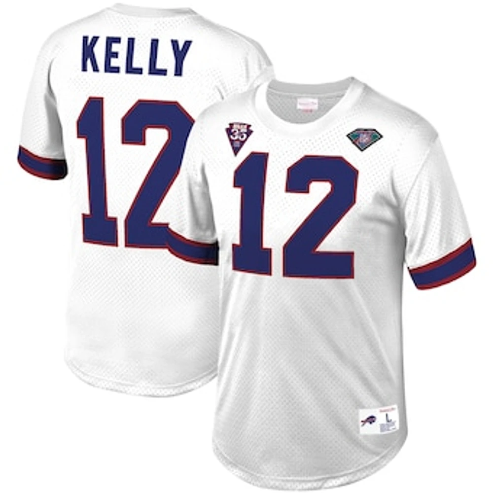 Men's Mitchell & Ness Jim Kelly White Buffalo Bills Retired Player Name Number Mesh Top