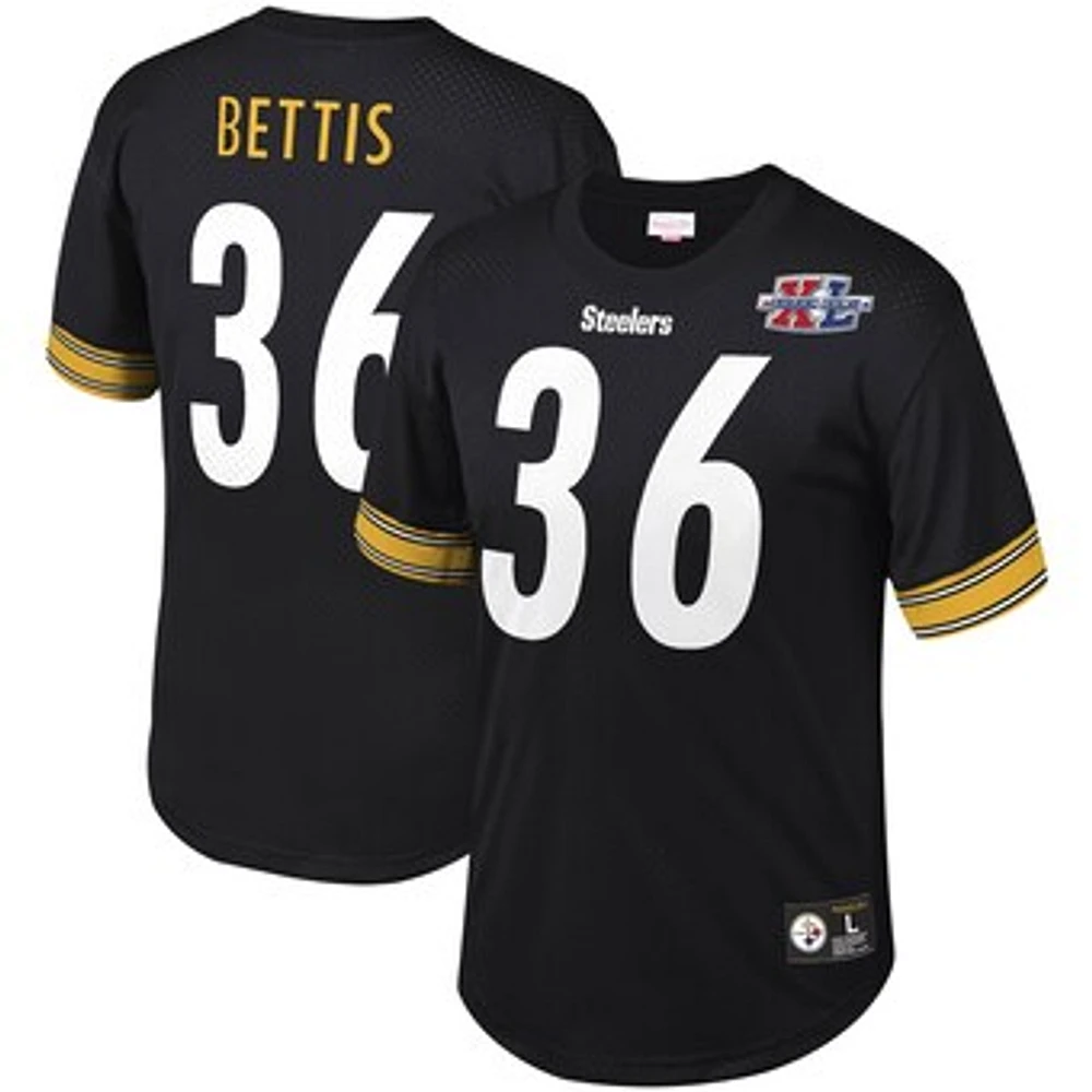 Men's Mitchell & Ness Jerome Bettis Black Pittsburgh Steelers Retired Player Name & Number Mesh Top