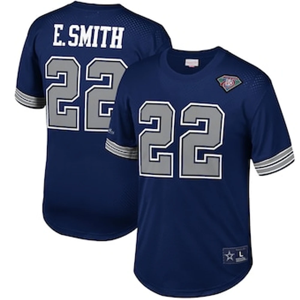 Men's Mitchell & Ness Emmitt Smith Navy Dallas Cowboys Retired Player Name Number Mesh Top