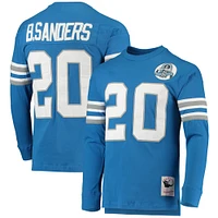 Men's Mitchell & Ness Barry Sanders Blue Detroit Lions 1993 Retired Player Name Number Long Sleeve Top