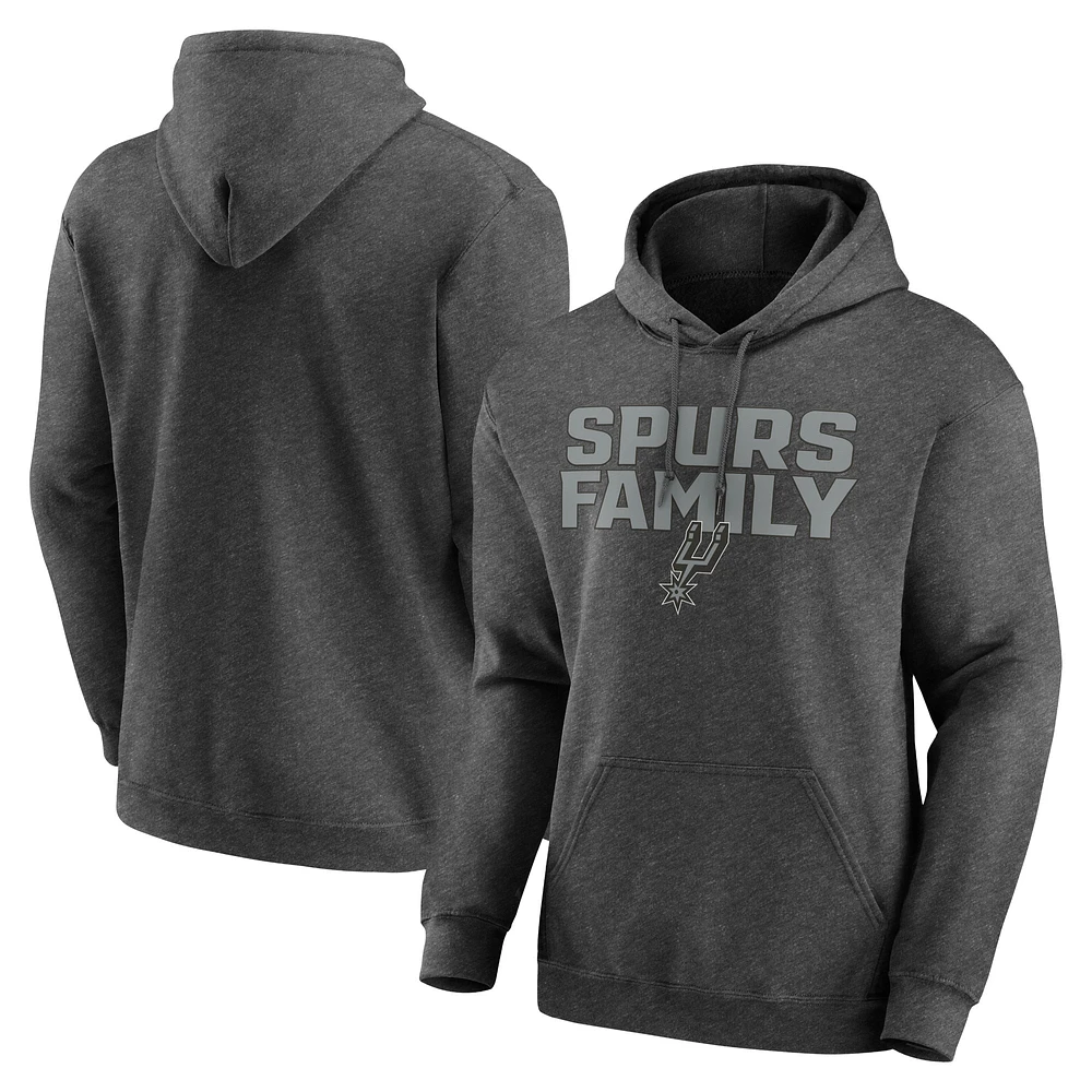 Men's Heathered Charcoal San Antonio Spurs Victory Earned Pullover Hoodie