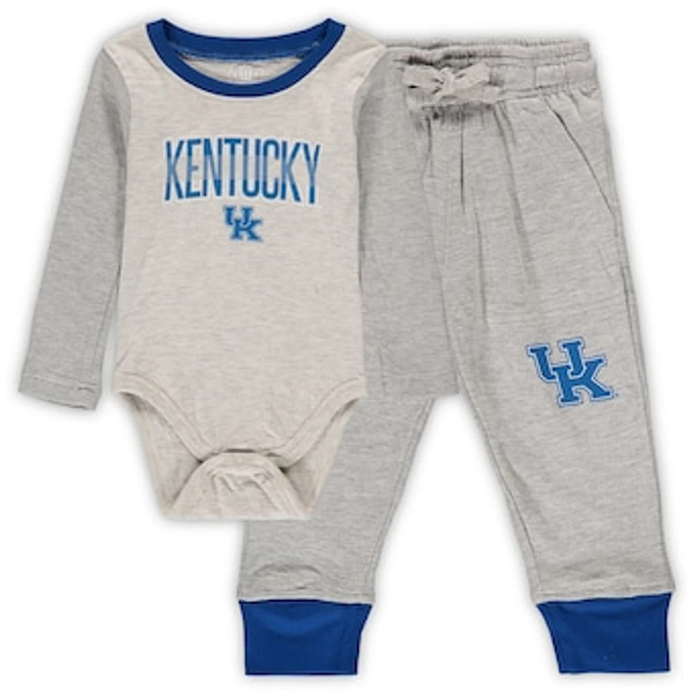 Infant Wes & Willy Heathered Gray/Royal Kentucky Wildcats Jie Long Sleeve Bodysuit Pants Set