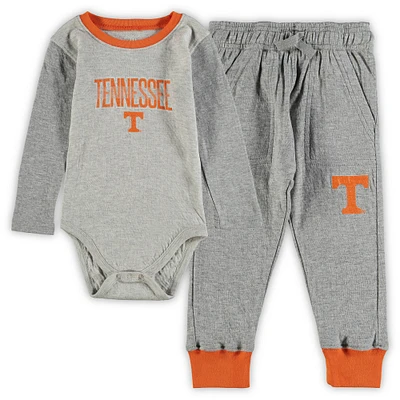 Infant Wes & Willy Heathered Gray/Tennessee Orange Tennessee Volunteers Jie Long Sleeve Bodysuit Pants Set