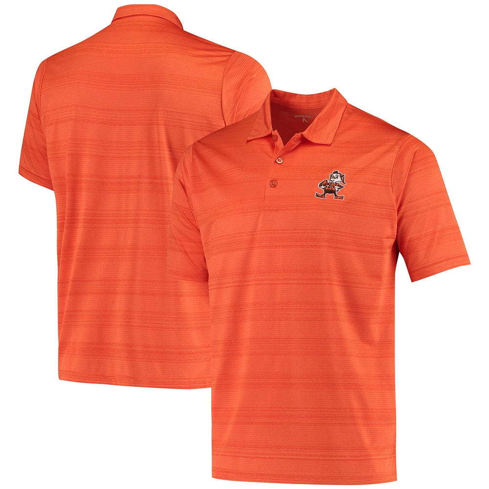 Men's Antigua Orange Cleveland Browns Brownie The Elf Throwback Compass Polo