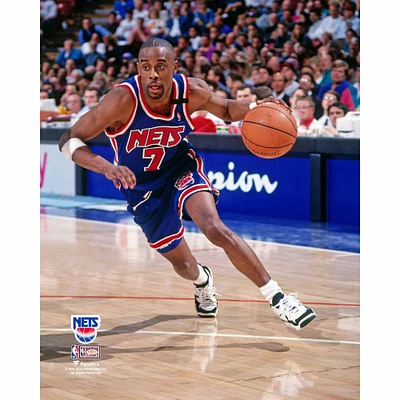 Kenny Anderson New Jersey Nets Unsigned Blue Driving to Hoop Photograph