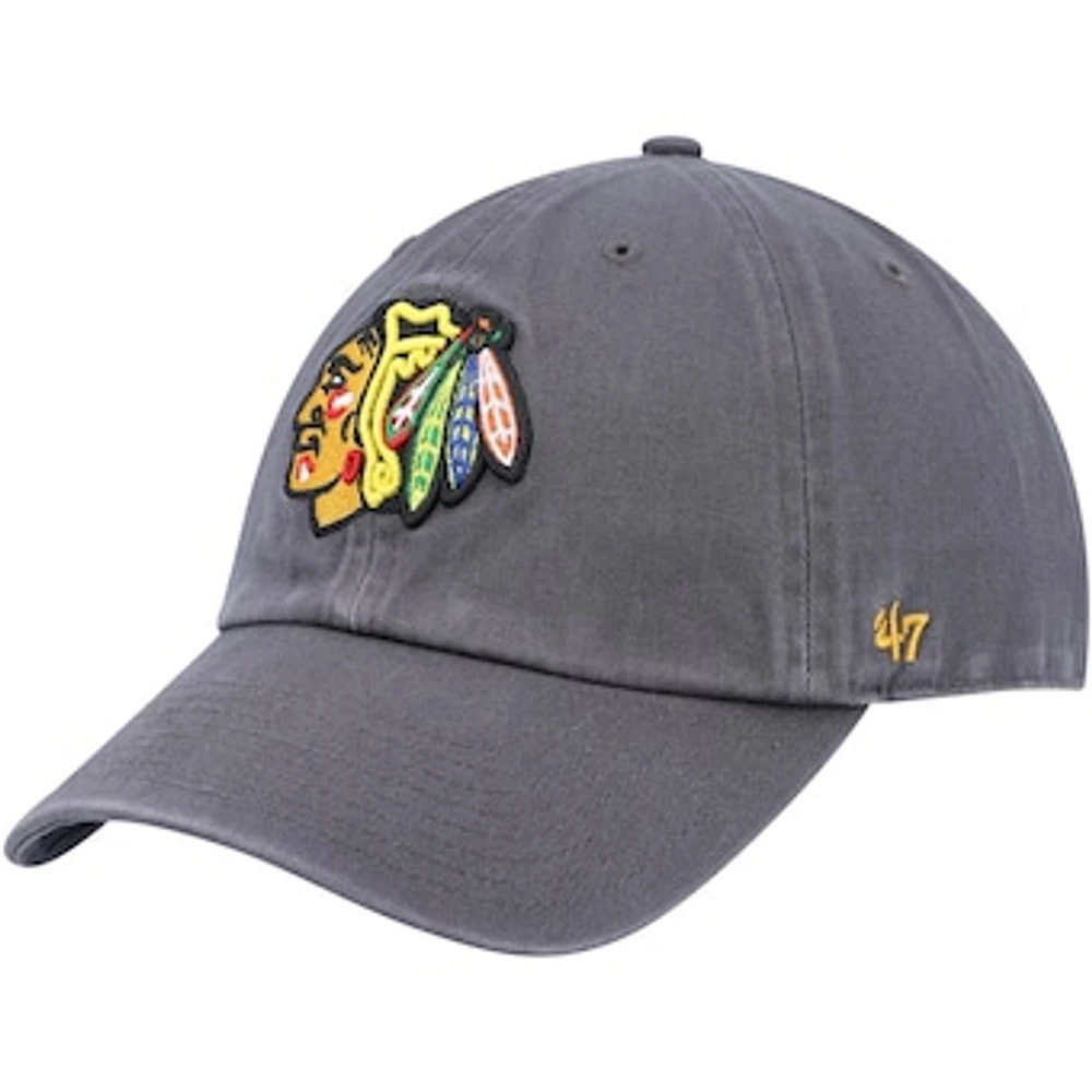 Men's '47 Charcoal Chicago Blackhawks Clean Up Adjustable Hat