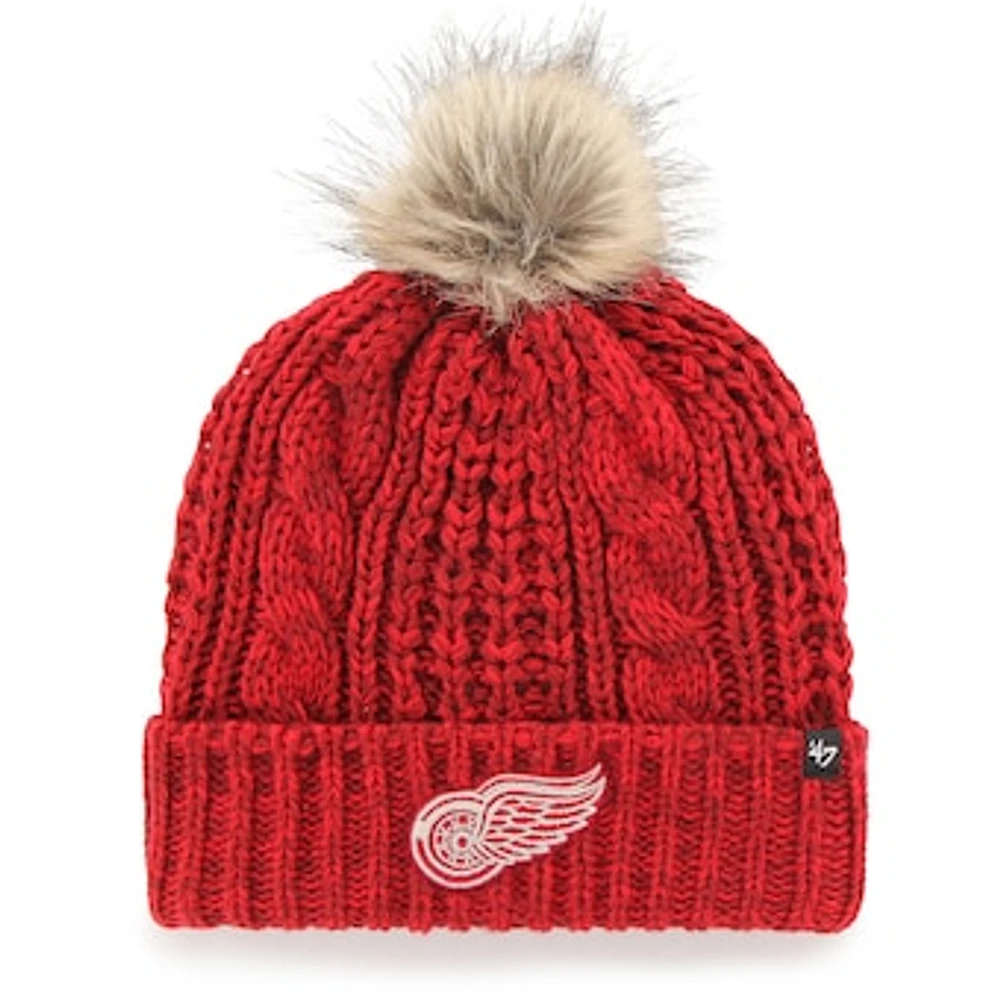 Women's '47 Red Detroit Red Wings Meeko Cuffed Knit Hat with Pom