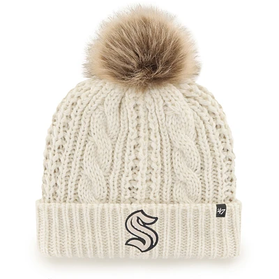 Women's '47 White Seattle Kraken Meeko Cuffed Knit Hat with Pom