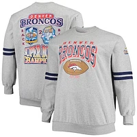 Men's Mitchell & Ness Heathered Gray Denver Broncos Big Tall Allover Print Pullover Sweatshirt