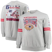 Men's Mitchell & Ness Heathered Gray New England Patriots Big Tall Allover Print Pullover Sweatshirt