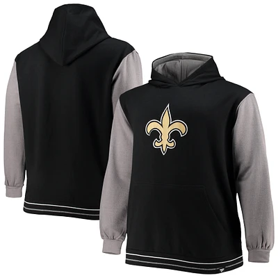 Men's Fanatics Black/Gray New Orleans Saints Big & Tall Block Party Pullover Hoodie