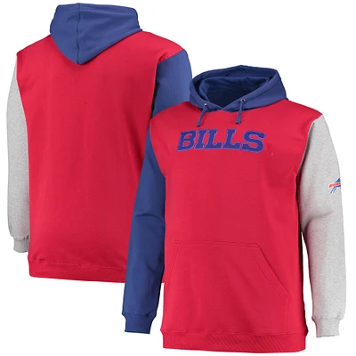 Men's Royal/Red Buffalo Bills Big & Tall Pullover Hoodie